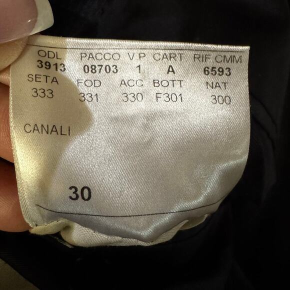 Canali Two Button Single Breasted Wool Blazer Graph Checked Blue Pockets Sz 44R - Picture 13 of 14